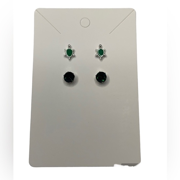 Green turtle earring set - Picture 1 of 3